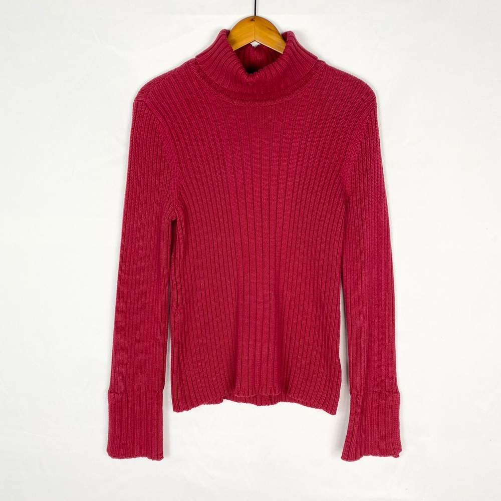 Calvin Klein Jeans Women's Vibrant Red Turtleneck Sweater Size XL Knit‎